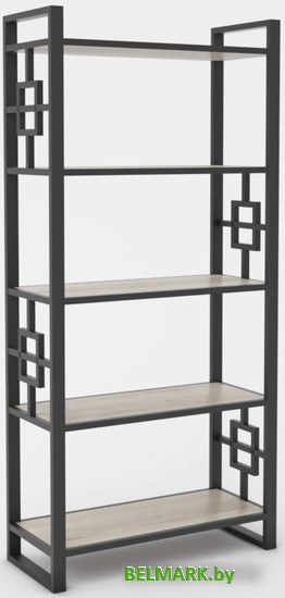 Стеллаж Hype Mebel Квадро 80x170 (черный/дуб галифакс натуральный) - фото