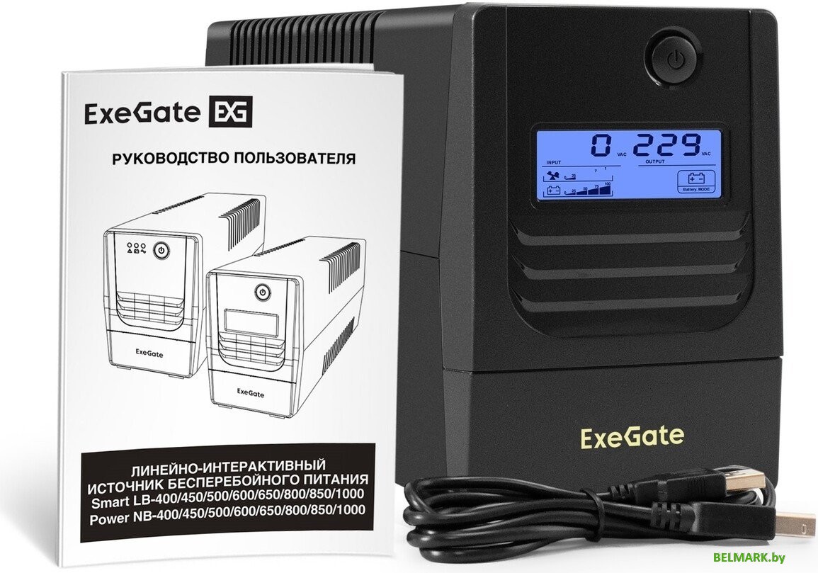 Источник бесперебойного питания ExeGate Smart LB-650.LCD.AVR.2SH.USB - фото2