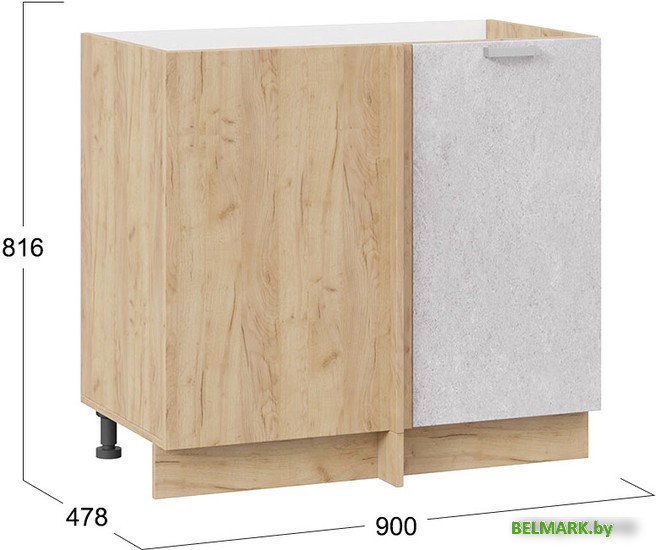 Шкаф напольный Трия Гранита 1Н9У (дуб крафт золотой/бетон снежный) - фото2