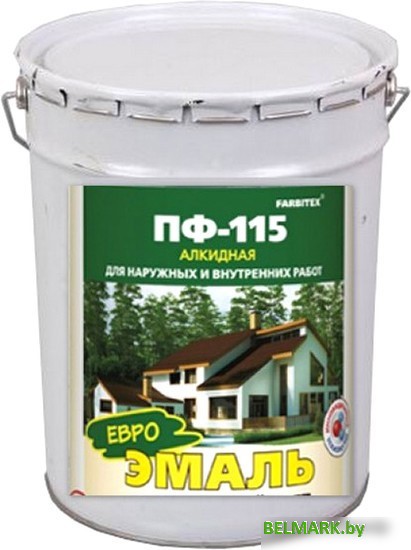 Эмаль Farbitex ПФ-115 20 кг (черный) - фото