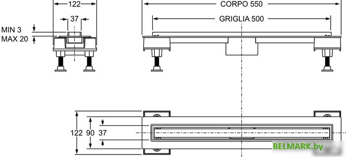 Трап/канал Bonomini L50 6825KX50S - фото2