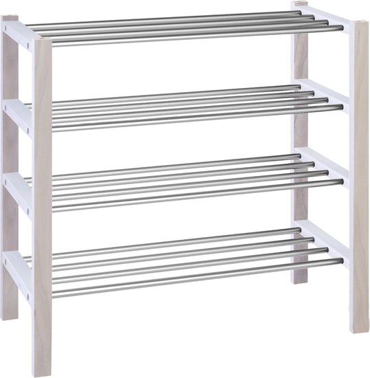 Тумба для обуви Sheffilton SHT-SR9-4 163347 (беленый/алюм.металлик) - фото