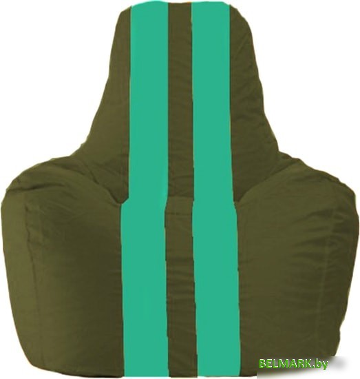 Кресло-мешок Flagman Спортинг С1.1-58 (тёмно-оливковый/бирюзовый) - фото