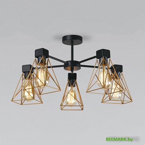 Люстра средней высоты Евросвет Trappola 70107/5 черный/латунь - фото