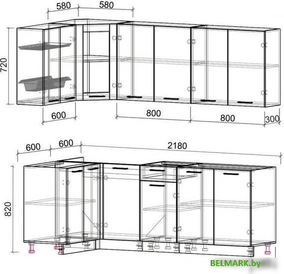Готовая кухня Интерлиния Мила 12x22 без столешницы (серебристый/антрацит) - фото2