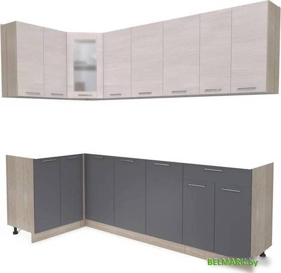 Готовая кухня Интерлиния Мила 12x24 без столешницы (вудлайн кремовый/антрацит) - фото