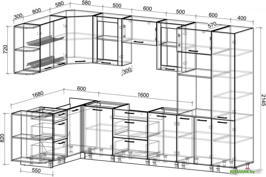 Готовая кухня Интерлиния Мила 1.68x3.2 левая без столешницы (бетон/бетон) - фото2