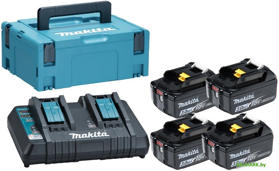 Аккумулятор с зарядным устройством Makita 197970-3 (18В/4x3 Ah + 18В + кейс) - фото