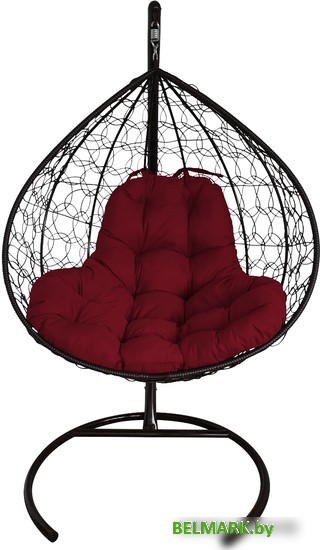 Подвесное кресло M-Group XL 11120402 (черный ротанг/бордовая подушка) - фото
