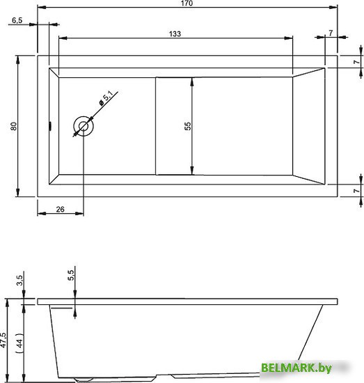 Ванна Riho Lusso Plus 170x80 (без ножек) - фото2
