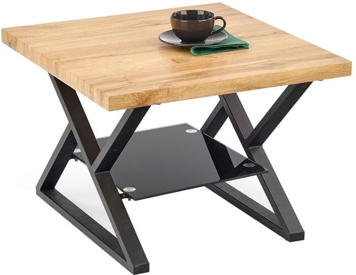 Журнальный столик Halmar Xena 60x60 (дуб натуральный/черный) - фото