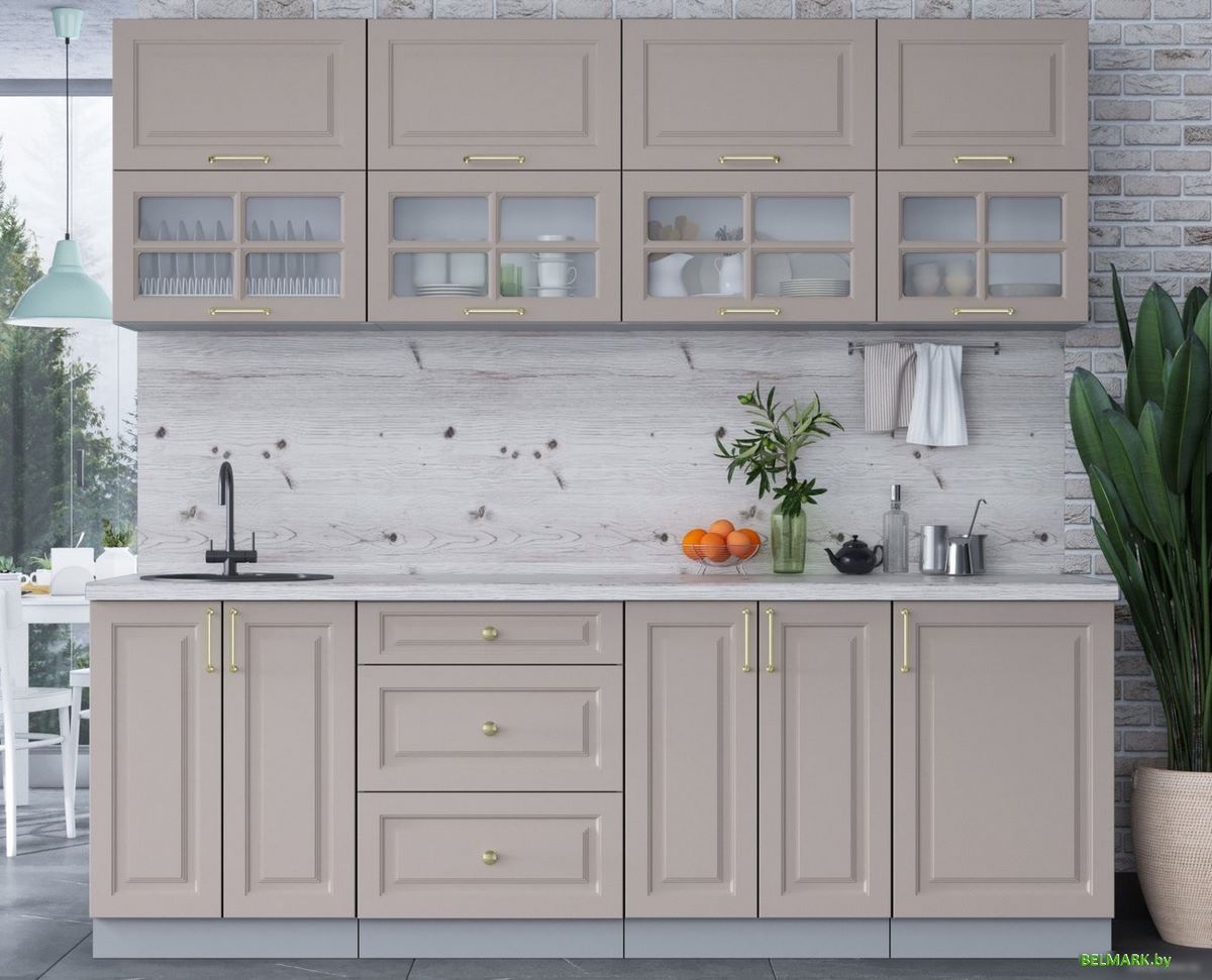 Готовая кухня Интерлиния Мила Шато 2.3Б (луна/луна/бискайская сосна) - фото2