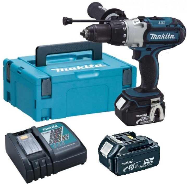 Ударная дрель-шуруповерт Makita DHP451RTJ (с 2-мя АКБ, кейс) - фото