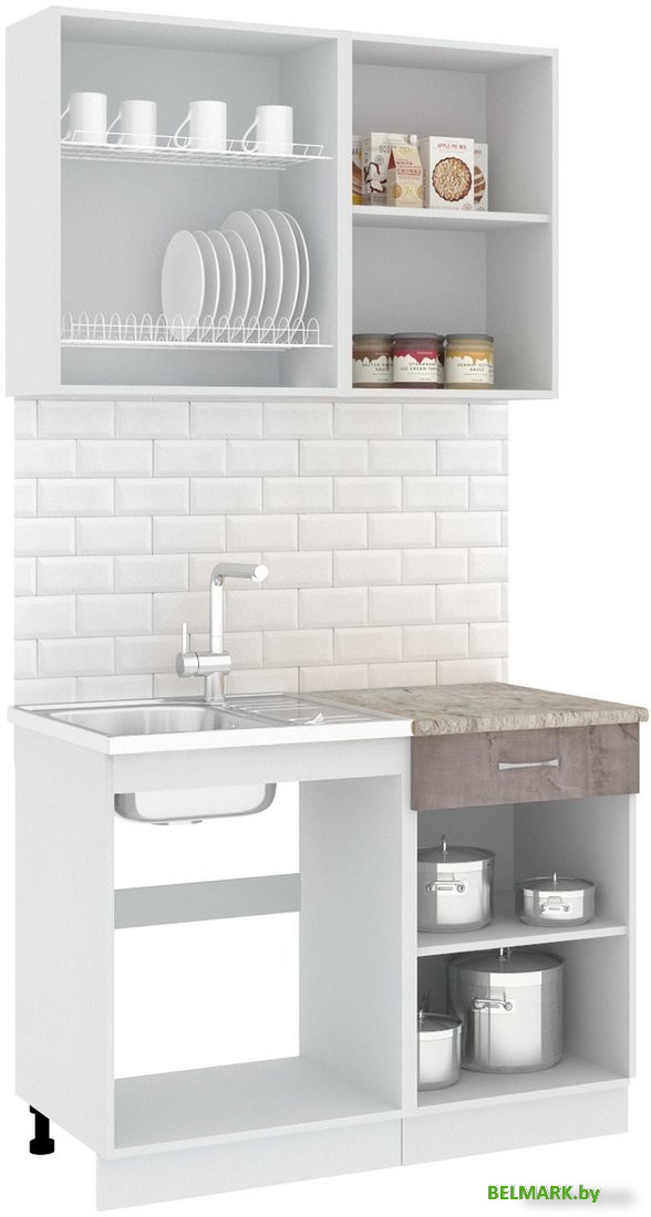 Готовая кухня Кортекс-мебель Корнелия Лира-лайт 1.1м (капучино/оникс/марсель) - фото2