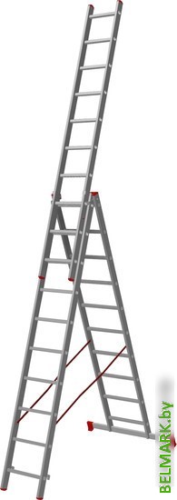 Лестница-стремянка Новая высота NV 123 алюминиевая трёхсекционная 3x10 ступеней - фото