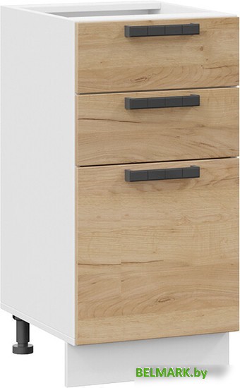 Шкаф напольный Трия Детройт 1Н4Я3 (белый/дуб крафт золотой) - фото