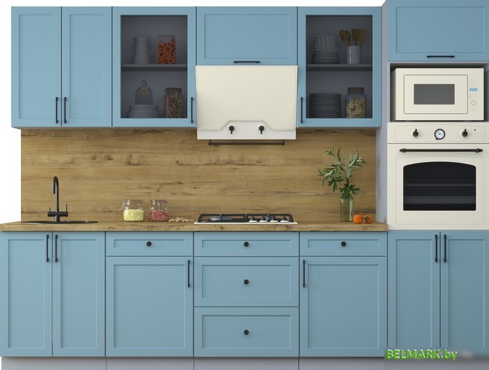 Готовая кухня Интерлиния Тренд 2.8В (океан/океан/дуб бунратти) - фото