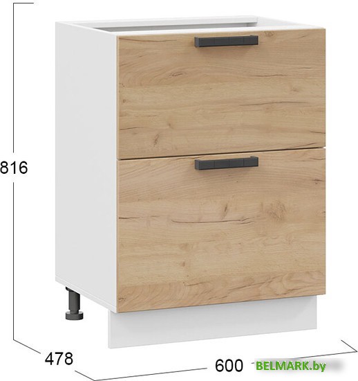 Шкаф напольный Трия Детройт 1Н6Я2 (белый/дуб крафт золотой) - фото2