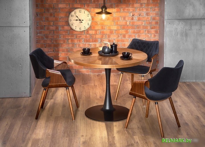 Кухонный стол Halmar Carmelo 100x100 (орех/черный) - фото