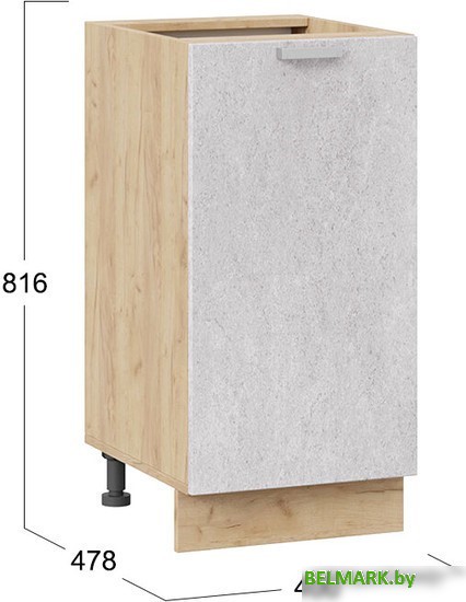 Шкаф напольный Трия Гранита 1Н4 (дуб крафт золотой/бетон снежный) - фото2