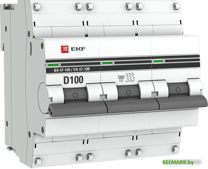 Выключатель автоматический EKF PROxima ВА 47-100 3P 100A (D) 10kA mcb47100-3-100D-pro - фото