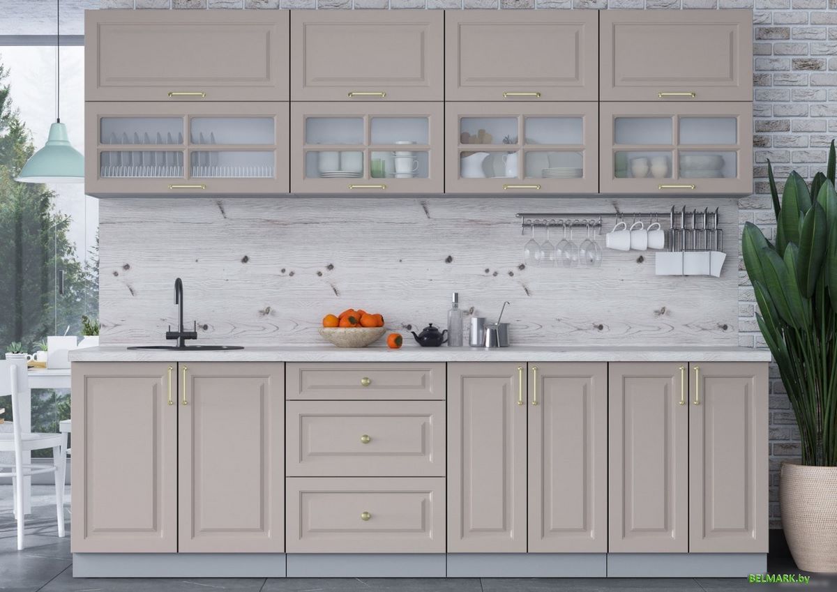 Готовая кухня Интерлиния Мила Шато 2.6Б (луна/луна/бискайская сосна) - фото2