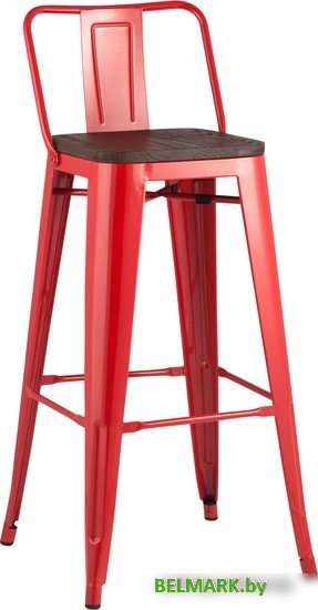 Стул Stool Group TOLIX WOOD со спинкой барный (красный) глянцевый - фото