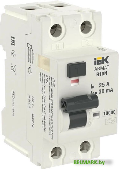 Дифференциальный автомат IEK 2P 25А 30мА тип A AR-R10N-2-025A030 - фото