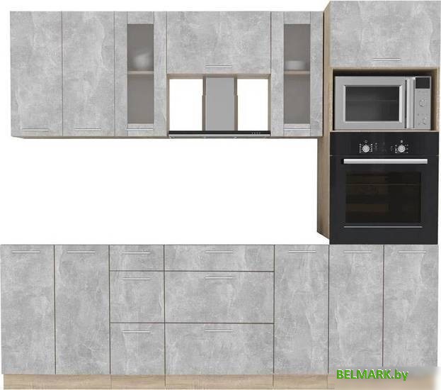 Готовая кухня Интерлиния Мила 2.4 ВТ без столешницы (бетон/бетон) - фото