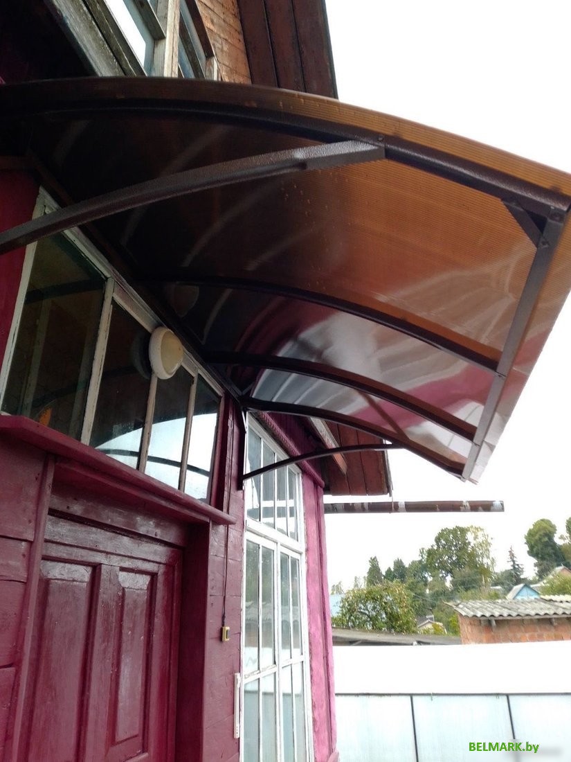 Козырек Импласт Скат Полимер 1700х950 Янтарь (с сотовым поликарбонатом 6мм) - фото2