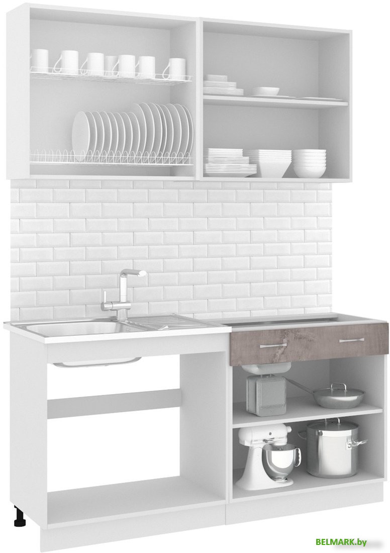 Готовая кухня Кортекс-мебель Корнелия Лира-лайт 1.6м без столешницы (капучино/оникс) - фото2