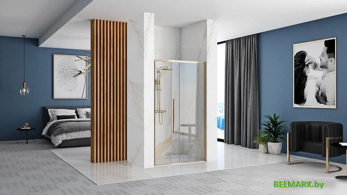 Душевая дверь Rea Solar 100 (золото/прозрачное стекло) - фото2