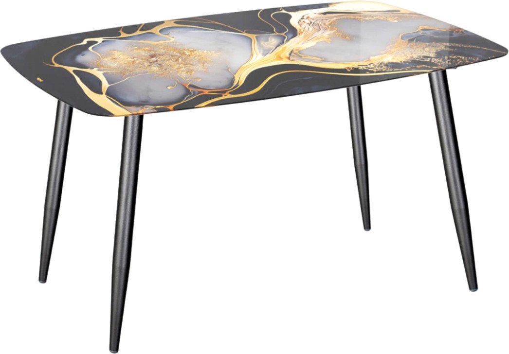 Кухонный стол Sheffilton SHT-TU14/TT32 118/77 стекло/МДФ (черный муар/черный алмаз) - фото