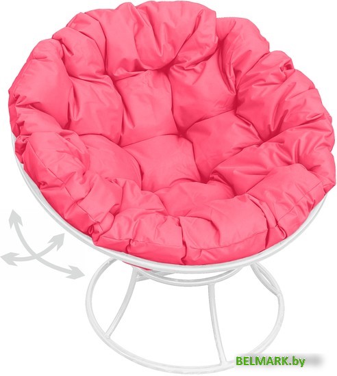 Кресло M-Group Папасан пружинка 12040108 (белый/розовая подушка) - фото