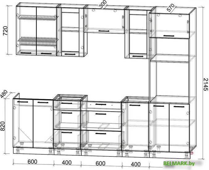 Готовая кухня Интерлиния Мила 2.6 ВТ без столешницы (бетон/антрацит) - фото2