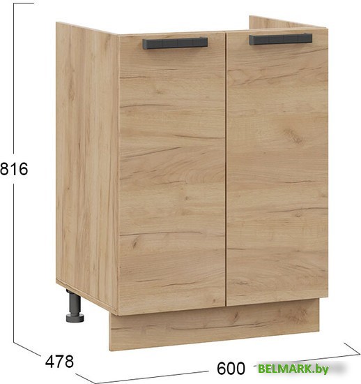 Шкаф напольный Трия Детройт 1Н6М (дуб крафт золотой) - фото2