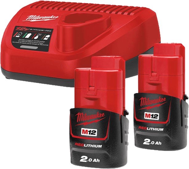 Аккумулятор с зарядным устройством Milwaukee M12 M12NRG-202 4933459209 (2 x 12В/2 Ач + 12В) - фото