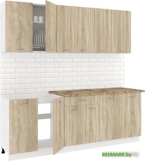 Готовая кухня Кортекс-мебель Корнелия Лира-лайт 2.2м (дуб сонома/мадрид) - фото