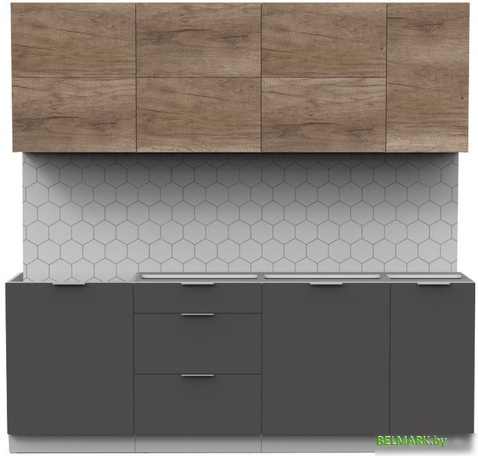 Готовая кухня Интермебель Микс Топ-37 2.2м без столешницы (дуб каньон/графит серый) - фото
