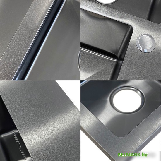 Кухонная мойка AKS Прямоугольная 78x48 левая (графит) - фото2