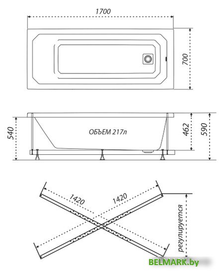 Ванна Triton Прага 170х70 - фото2