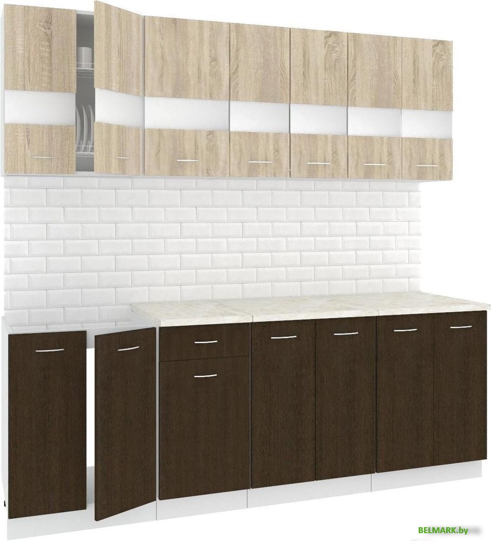 Готовая кухня Кортекс-мебель Корнелия Экстра 2.2м (дуб сонома/венге/марсель) - фото