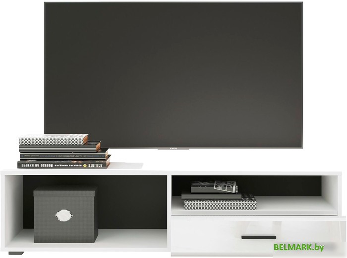 Тумба НК-Мебель Gloss ТВ-140 71373138 (белый/белый глянец) - фото