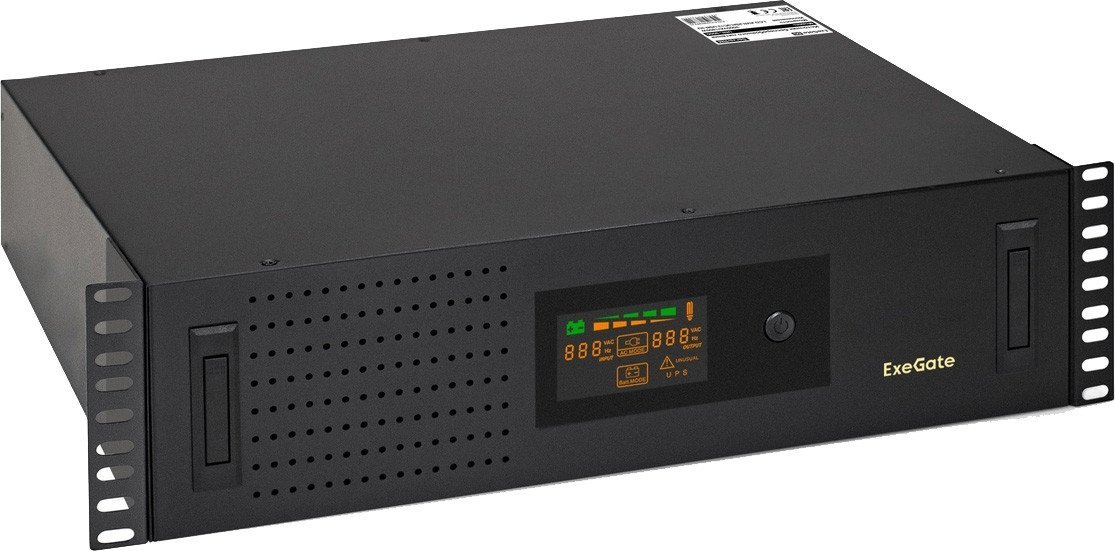 Источник бесперебойного питания ExeGate ServerRM UNL-3000.LCD.AVR.2SH.3C13.USB.3U - фото