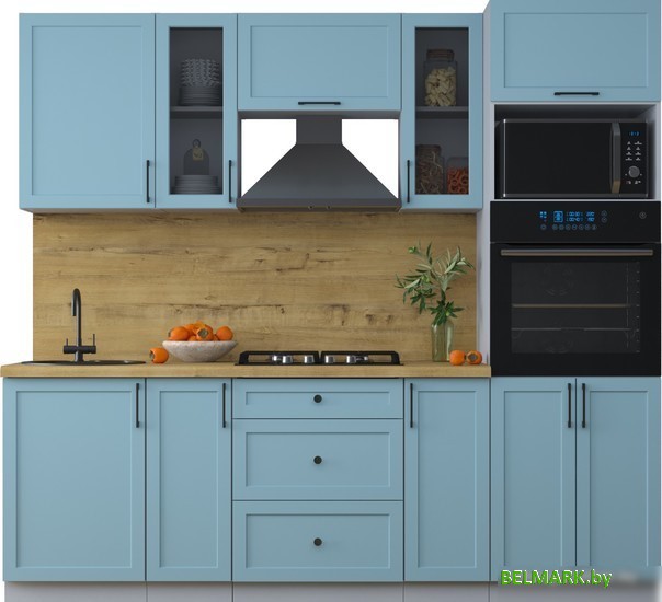 Готовая кухня Интерлиния Тренд 2.3В (океан/океан/дуб бунратти) - фото