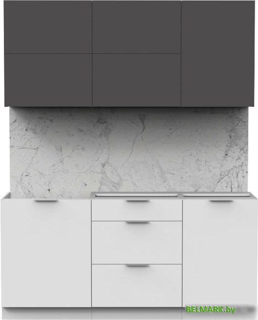 Готовая кухня Интермебель Микс Топ-33 1.7м без столешницы (графит серый/белый премиум) - фото