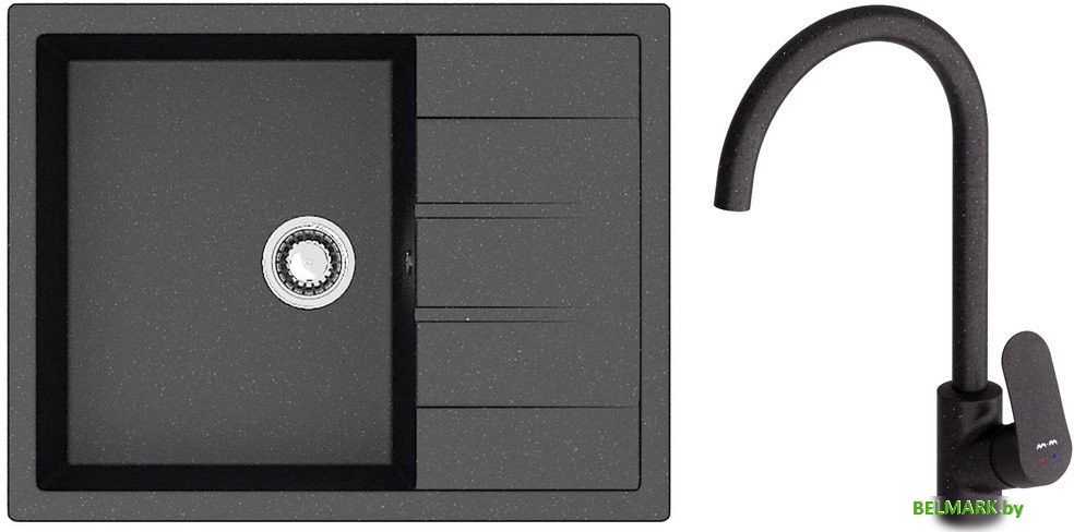 Кухонная мойка Berge BR-6502 + Like F8007122 (черный) - фото