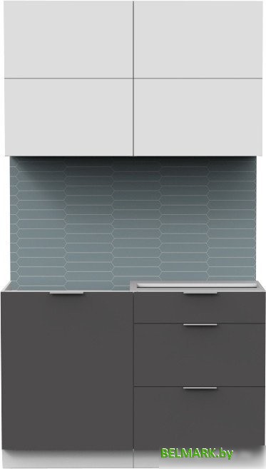 Готовая кухня Интермебель Микс Топ-31 1.2м без столешницы (белый премиум/графит серый) - фото