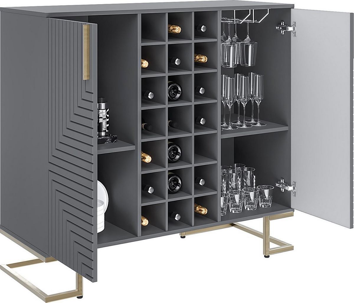 Комоды, тумбы Involux Неаполь 233H211 (графит/черный матовый/золото) - фото2