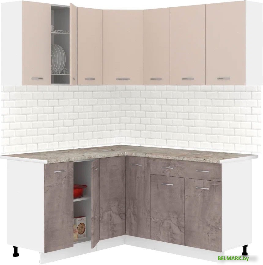 Готовая кухня Кортекс-мебель Корнелия Лира 1.5x2.0 (капучино/оникс/марсель) - фото